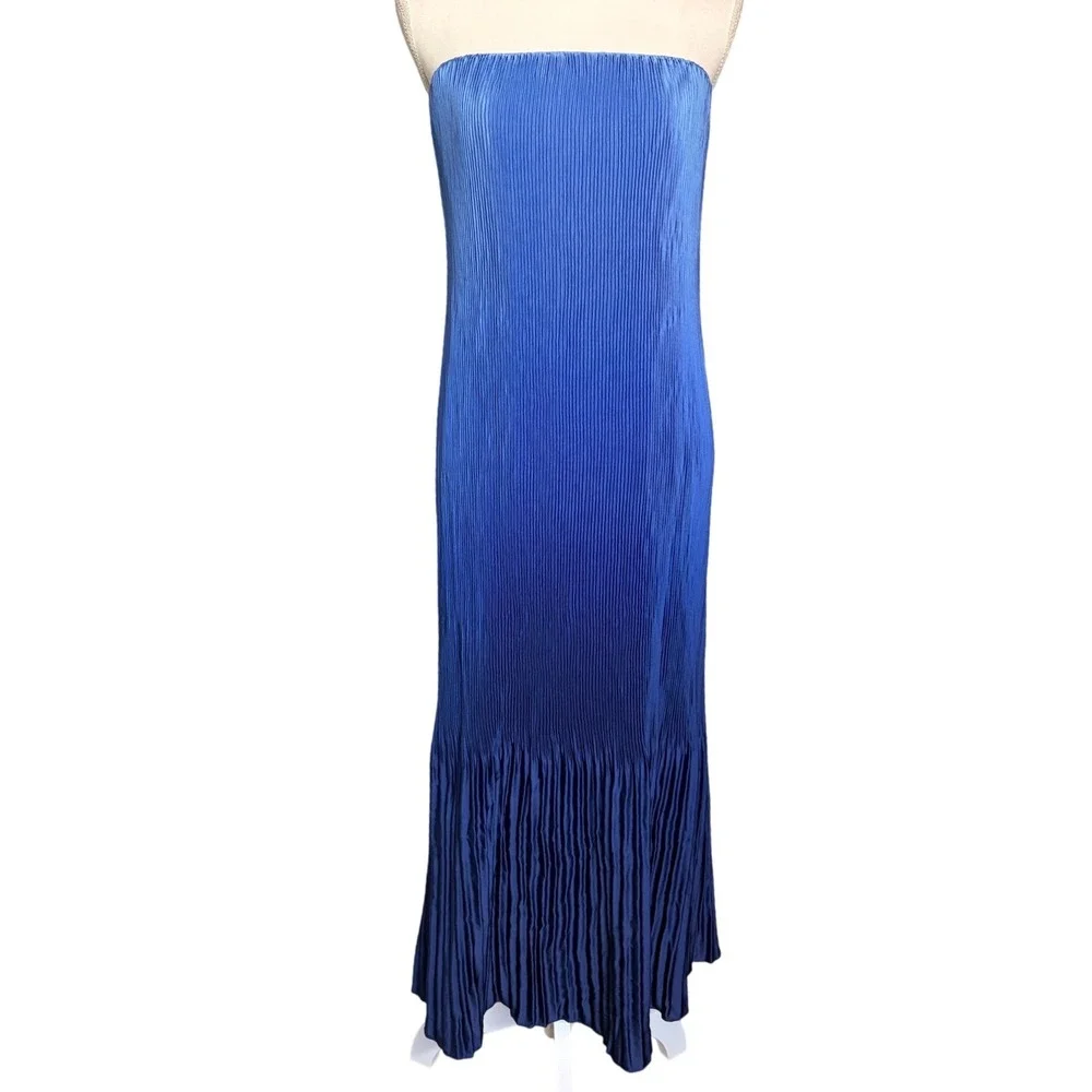 Abercrombie‎ Pleated Strapless Maxi Dress Blue Ombre Formal Gown XLP NWT
